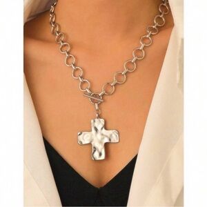 Silver Tone Cross Pendant Necklace
